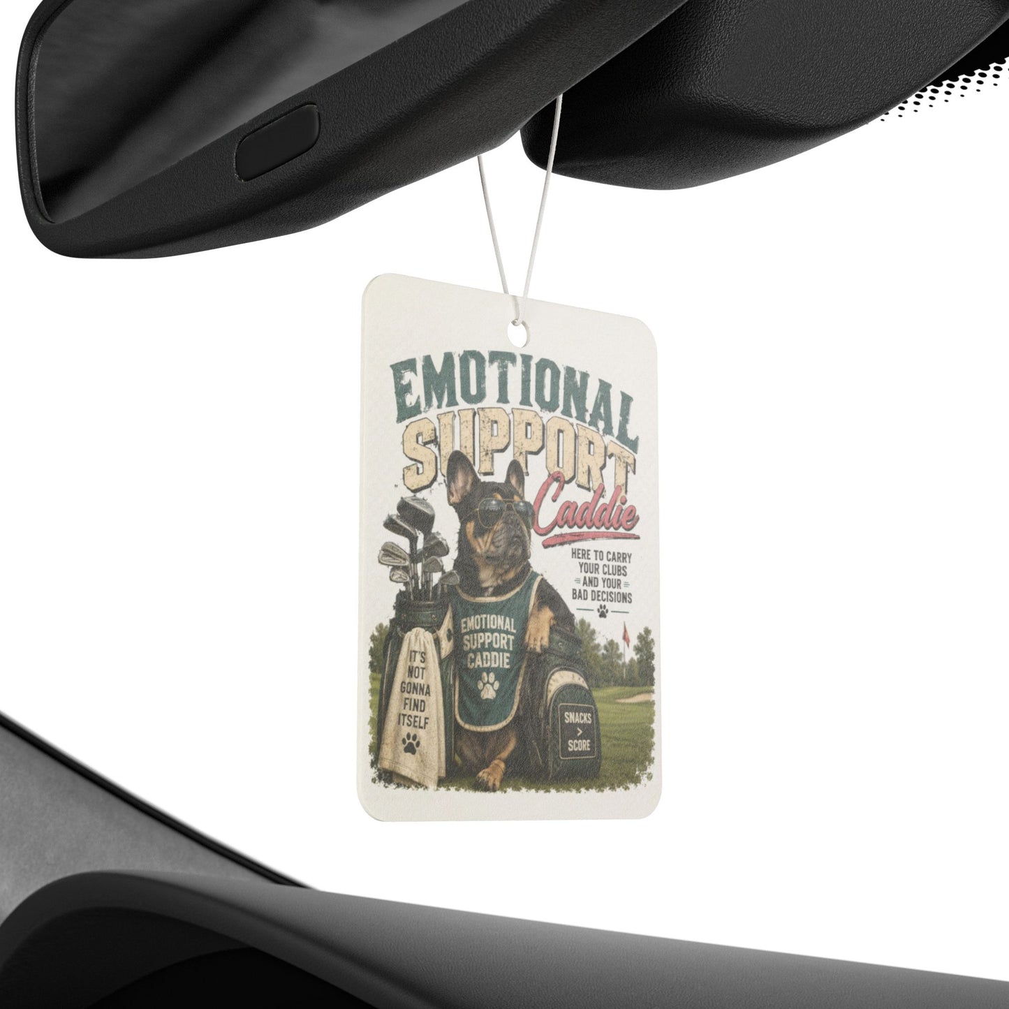 Emotional Support Caddie Car Air Freshener – Funny Golf Dog Scented Ornament