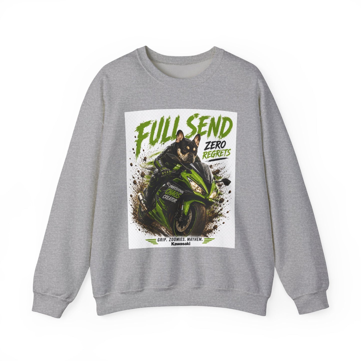 Full Send Zero Regrets Motorcycle Rider Crewneck Sweatshirt | Racing Graphic