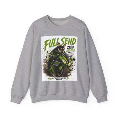 Full Send Zero Regrets Motorcycle Rider Crewneck Sweatshirt | Racing Graphic