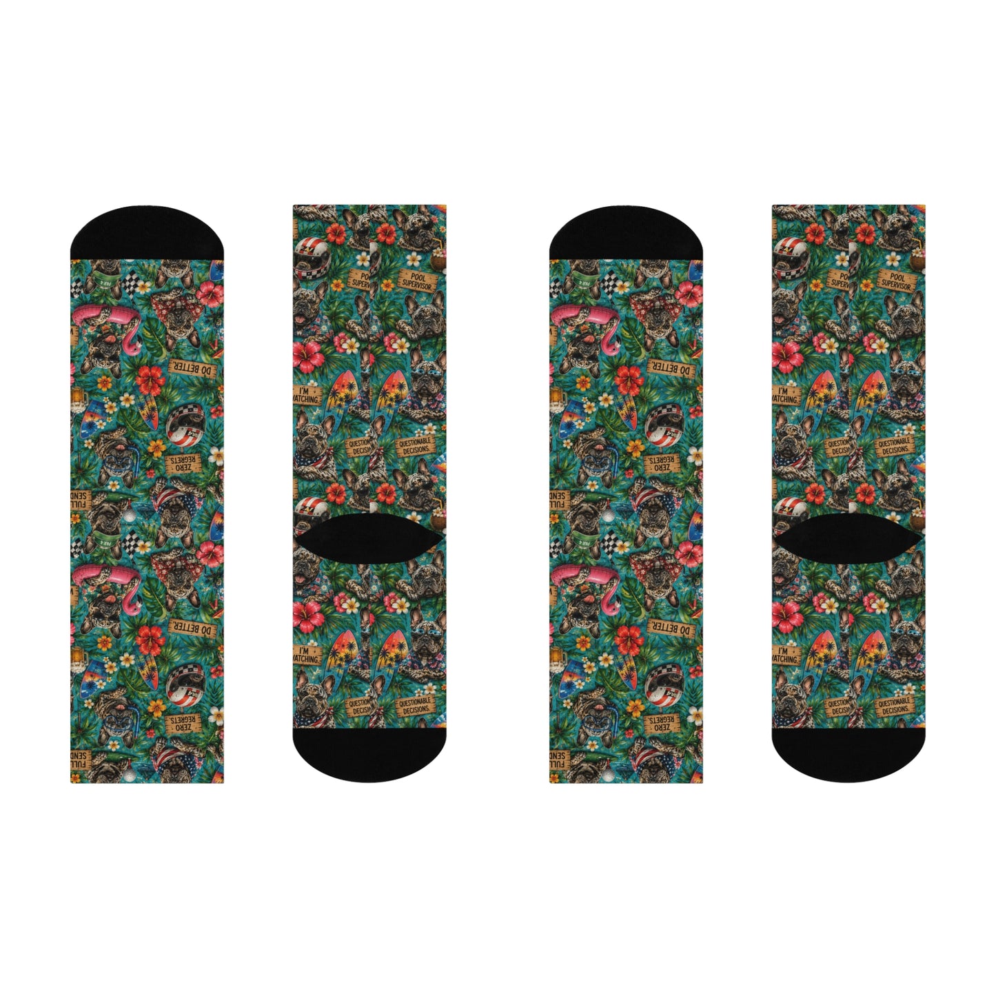 Frenchie Summer Cushioned Crew Socks