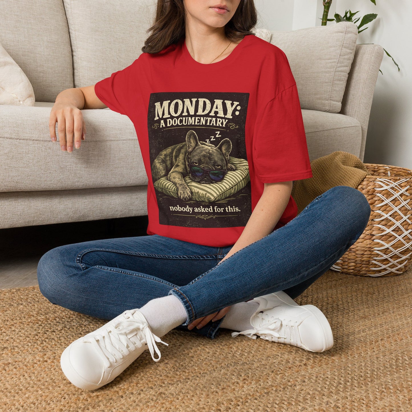 Monday: A Documentary Frenchie Graphic Tee | Funny Sleepy Dog Shirt