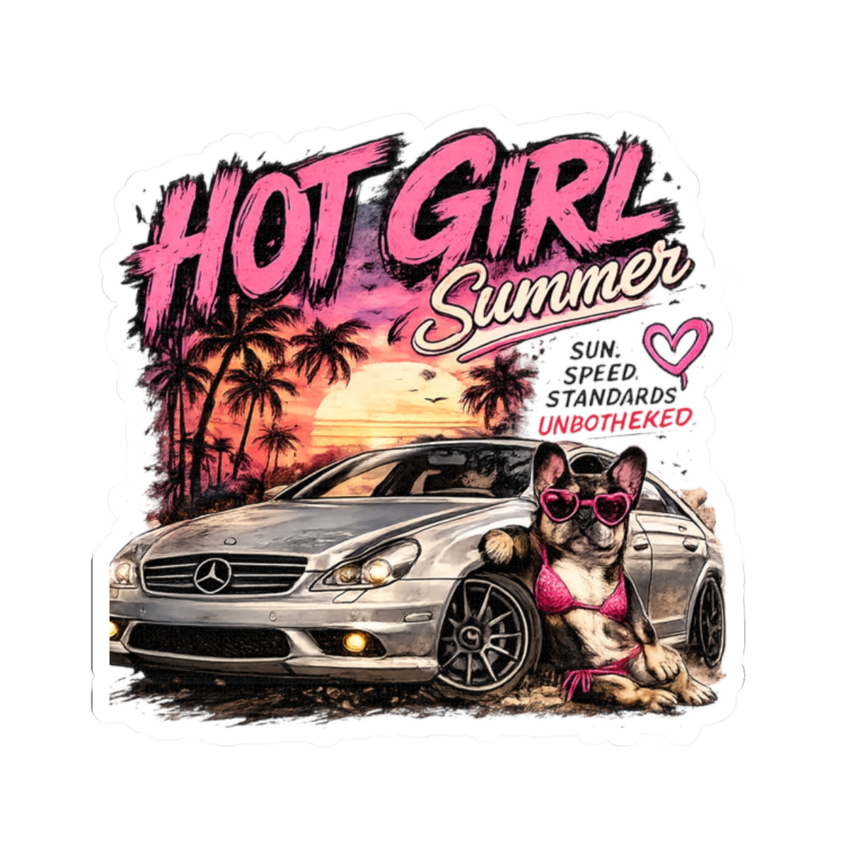 Hot Girl Summer Frenchie Sticker | French Bulldog by Mercedes AMG