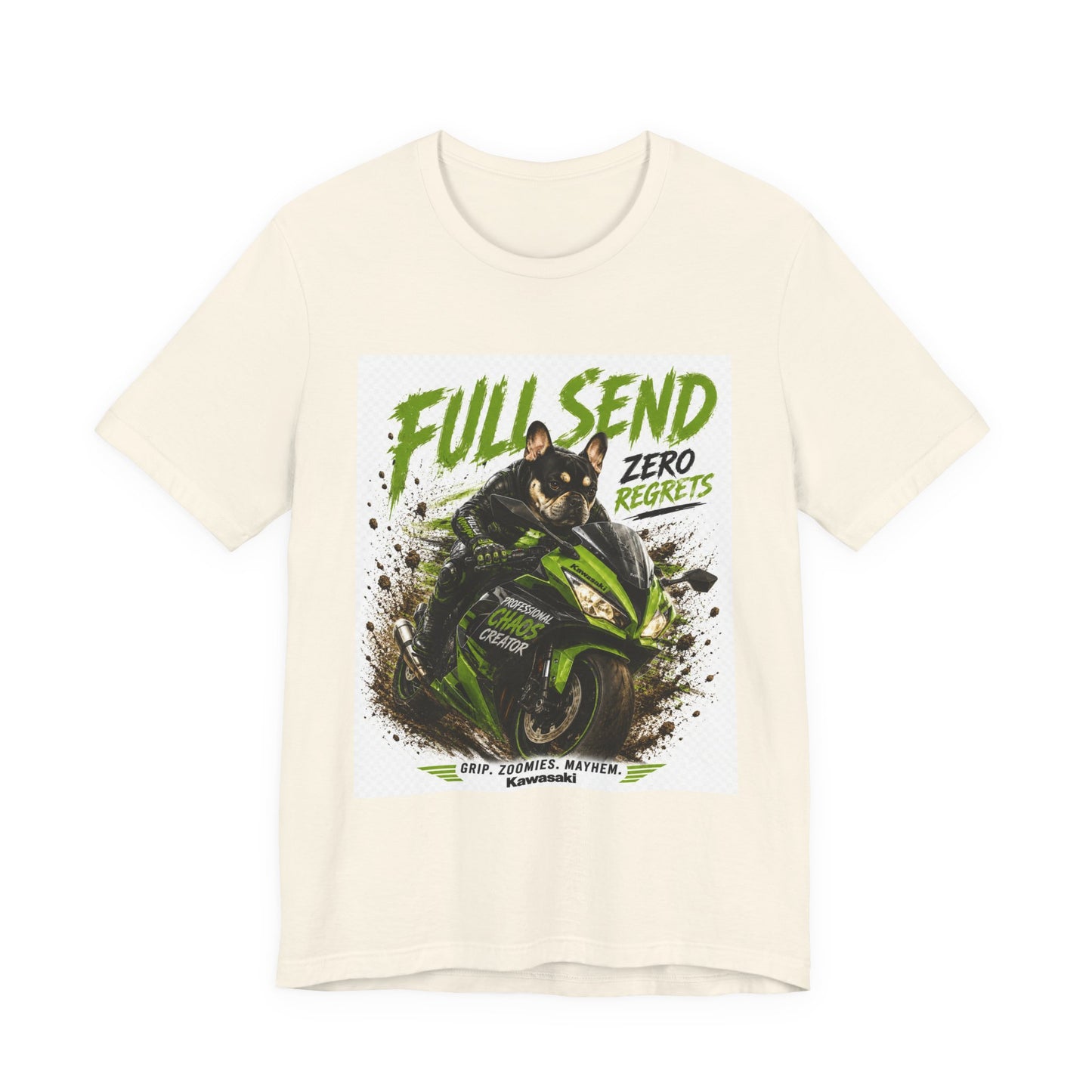 Full Send Zero Regrets Motorcycle Tee | Sportbike Dirt Splash Graphic