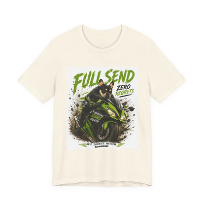Full Send Zero Regrets Motorcycle Tee | Sportbike Dirt Splash Graphic