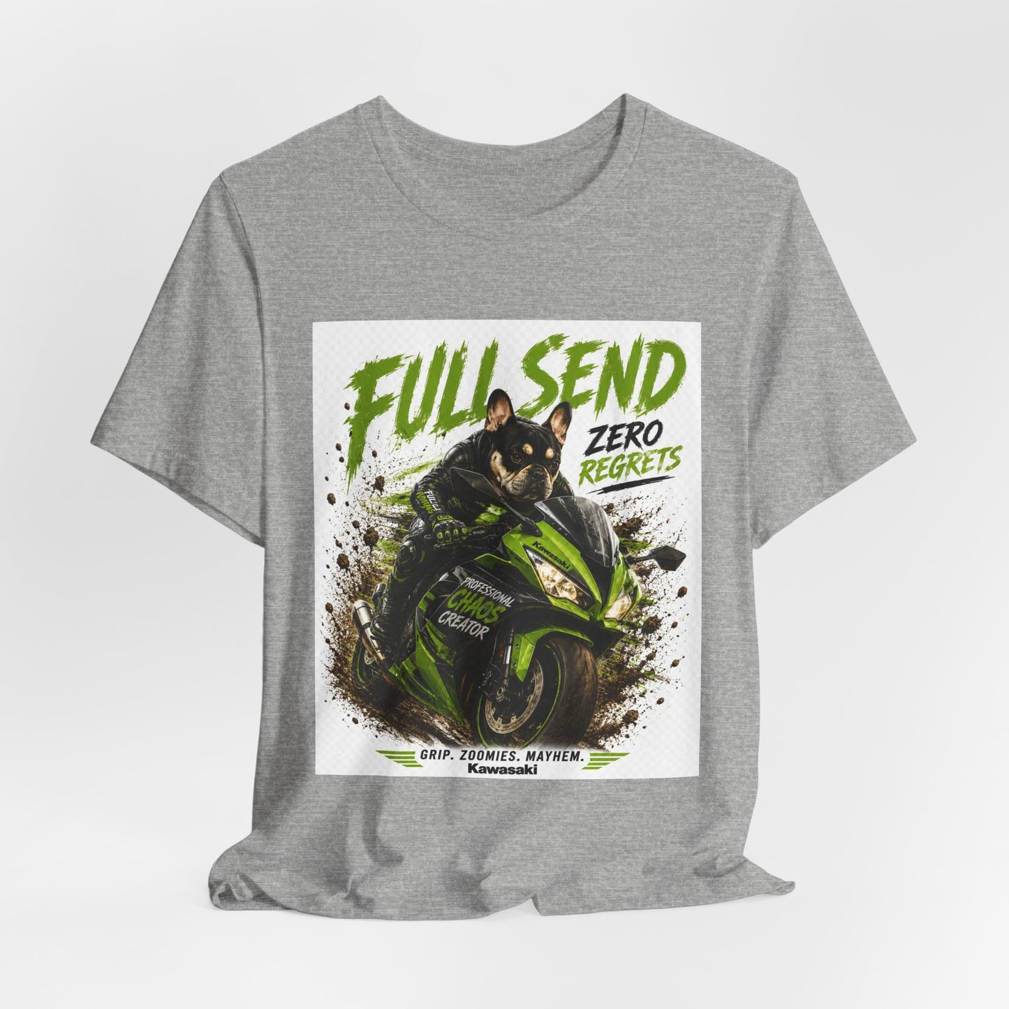 Full Send Zero Regrets Motorcycle Tee | Sportbike Dirt Splash Graphic