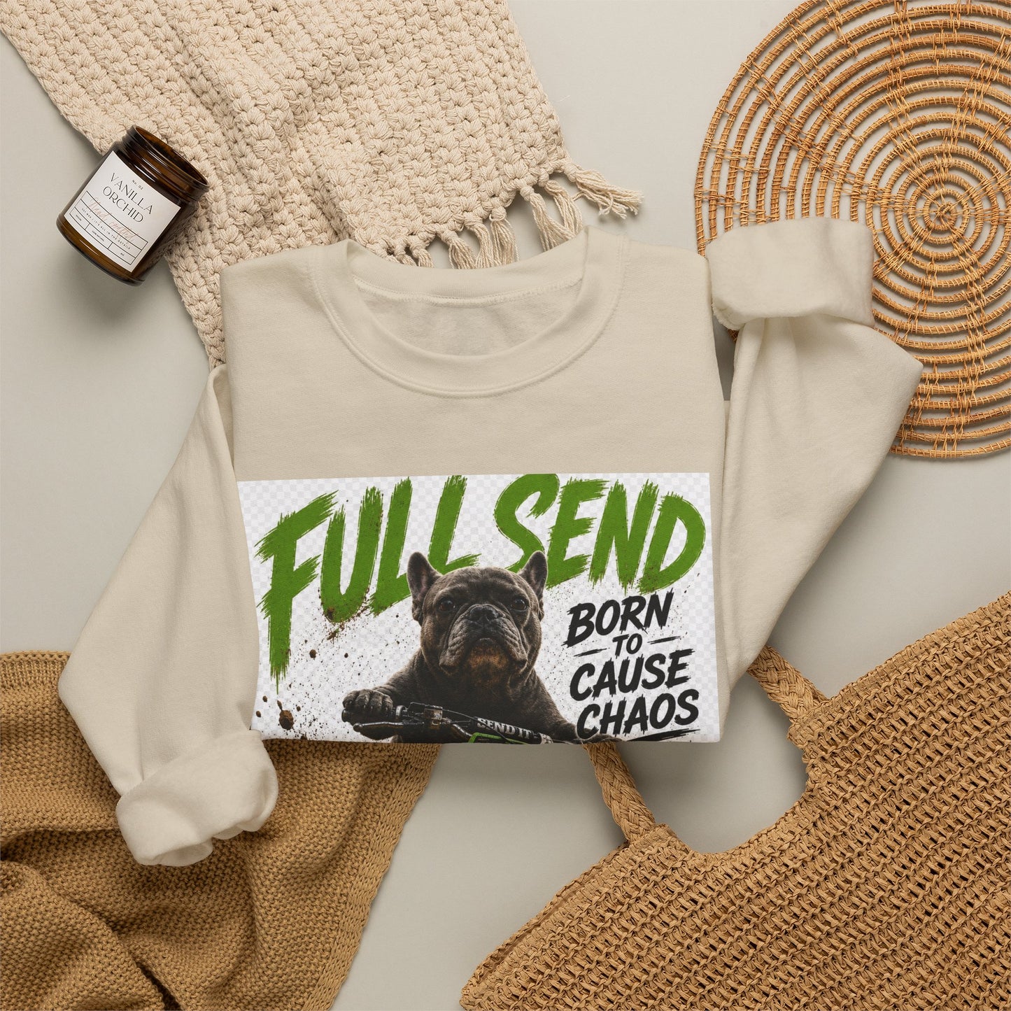 Full Send Dirt Bike Dog sweatshirt | Born to Cause Chaos crewneck