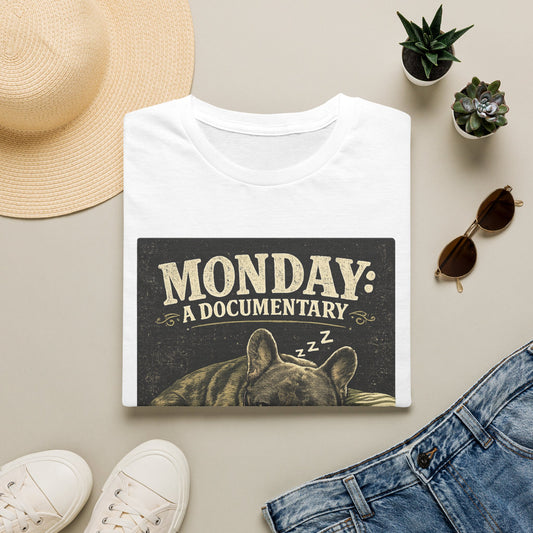 Monday: A Documentary Frenchie Graphic Tee | Funny Sleepy Dog Shirt