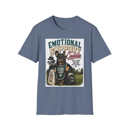 Emotional Support Caddie T-Shirt — Funny Golf Dog Graphic Tee