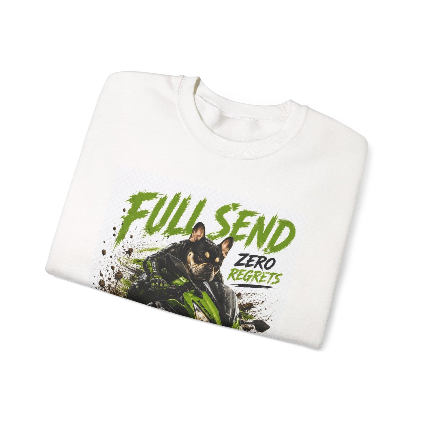 Full Send Zero Regrets Motorcycle Rider Crewneck Sweatshirt | Racing Graphic