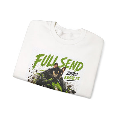 Full Send Zero Regrets Motorcycle Rider Crewneck Sweatshirt | Racing Graphic