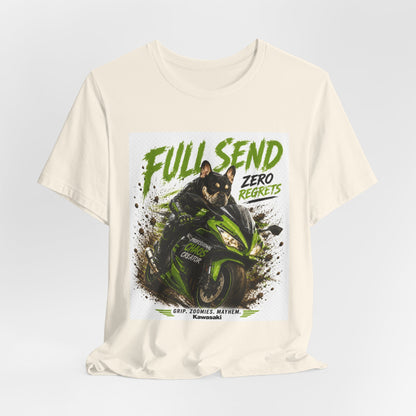 Full Send Zero Regrets Motorcycle Tee | Sportbike Dirt Splash Graphic