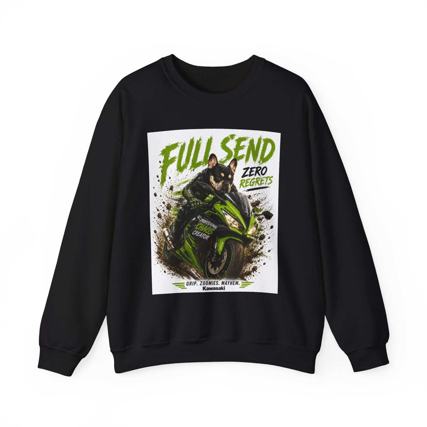 Full Send Zero Regrets Motorcycle Rider Crewneck Sweatshirt | Racing Graphic