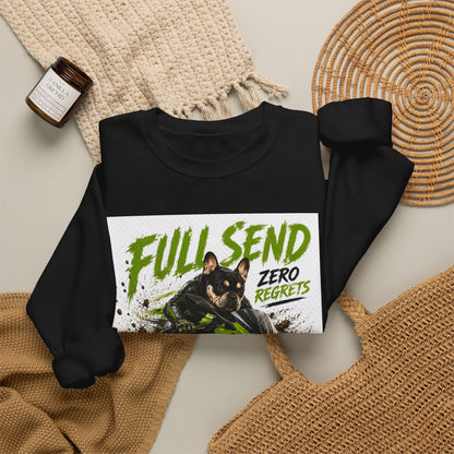 Full Send Zero Regrets Motorcycle Rider Crewneck Sweatshirt | Racing Graphic