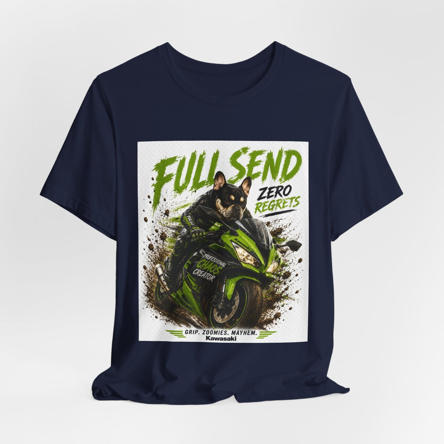 Full Send Zero Regrets Motorcycle Tee | Sportbike Dirt Splash Graphic