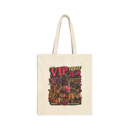 Dancing Frenchie Treats Tote Bag | Funny French Bulldog Illustration