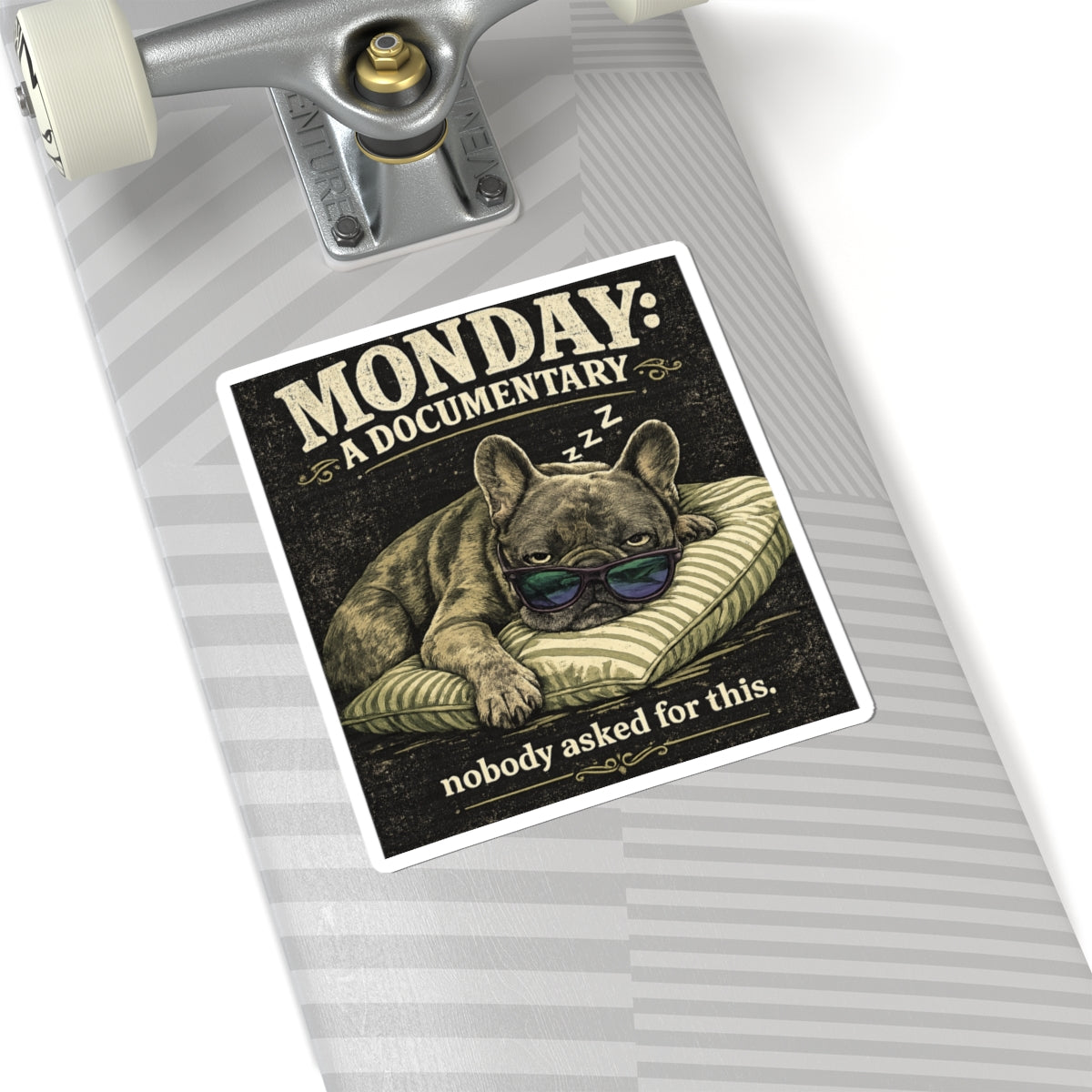 Funny French Bulldog Sticker | Monday Mood Sleepy Dog Kiss-Cut