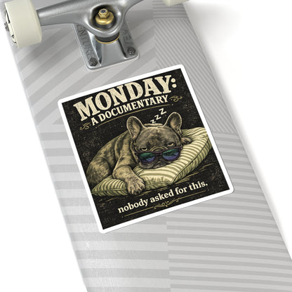Funny French Bulldog Sticker | Monday Mood Sleepy Dog Kiss-Cut