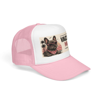 Vacation Mode Trucker Hat - Retro French Bulldog Sunglasses Beach Cap