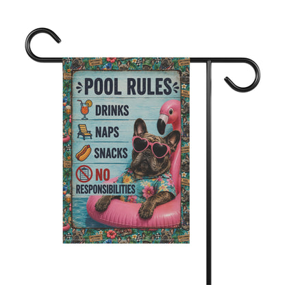 Garden Flag — "Pool Rules: Drinks, Naps, Snacks, No Responsibilities"