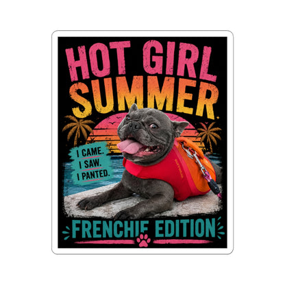 Frenchie Summer Kiss-Cut Stickers | Cute French Bulldog Beach Design