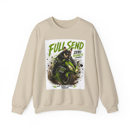 Full Send Zero Regrets Motorcycle Rider Crewneck Sweatshirt | Racing Graphic