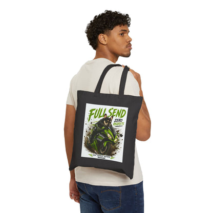 Full Send Motorcycle Rider Tote Bag | Racing Dirt Bike Graphic, Green Black