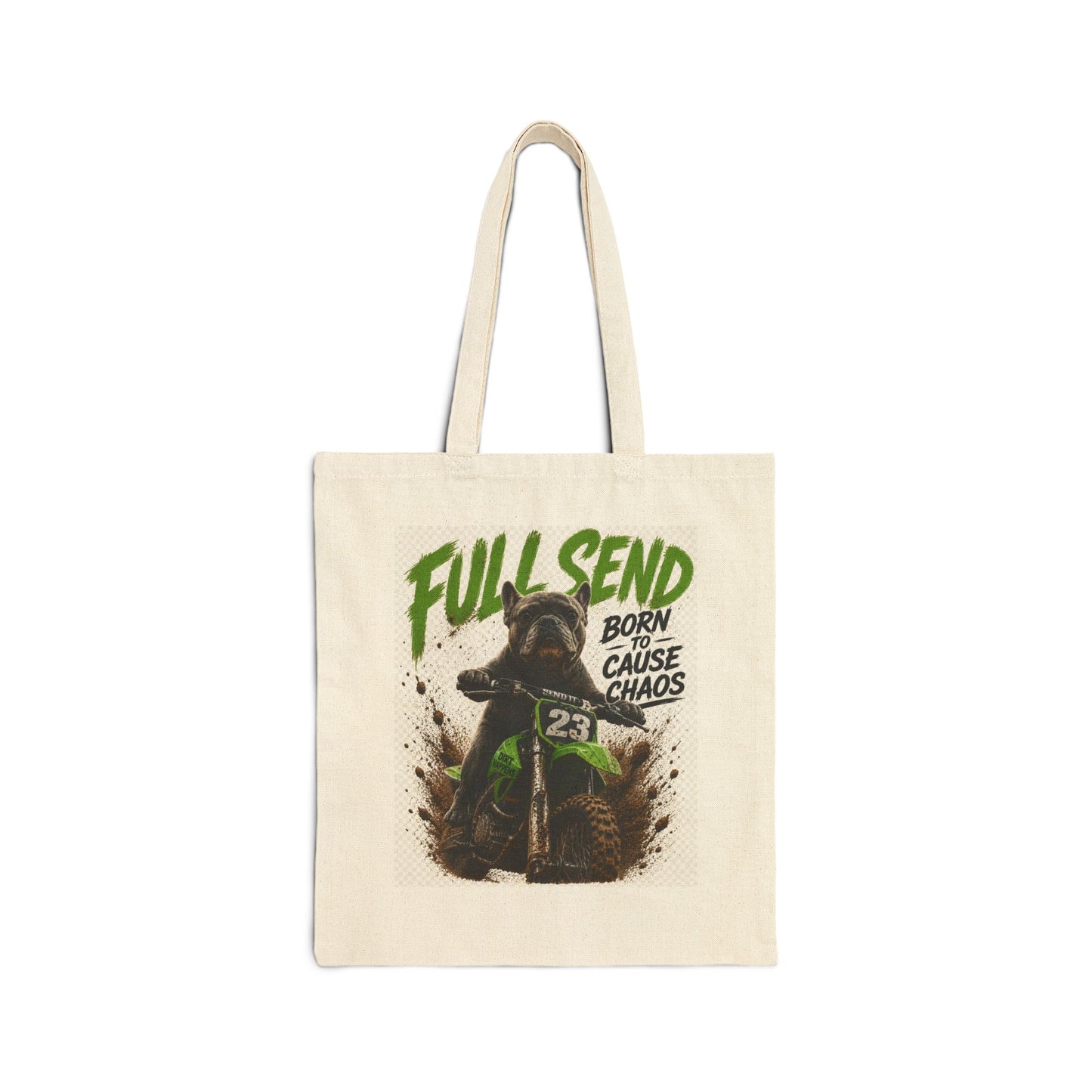 Full Send Motocross Rider Tote Bag | Born to Cause Chaos, Dirt Bike Graphic