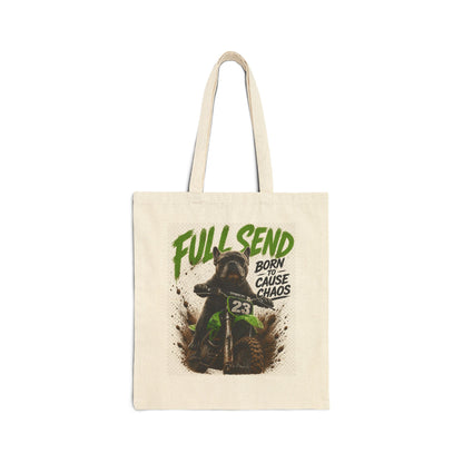 Full Send Motocross Rider Tote Bag | Born to Cause Chaos, Dirt Bike Graphic