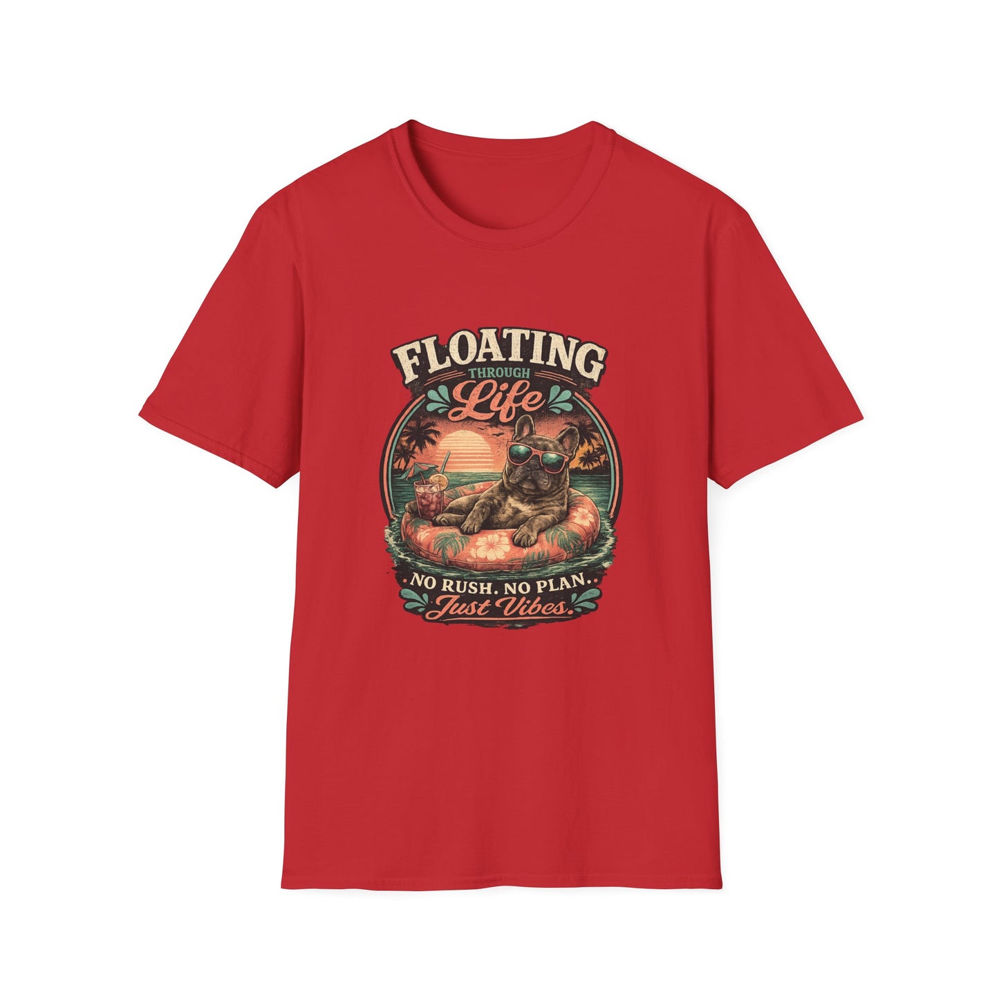 French Bulldog Sunglasses Sunset Ice Cream Float T-Shirt | Beach Vibes