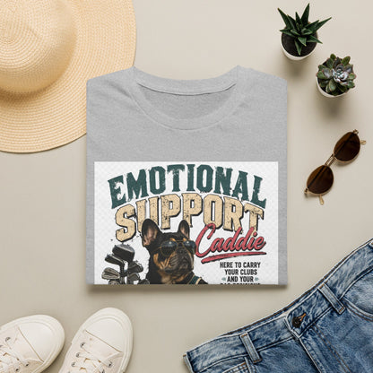 Emotional Support Caddie T-Shirt — Funny Golf Dog Graphic Tee