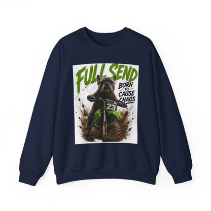 Full Send Dirt Bike Dog sweatshirt | Born to Cause Chaos crewneck