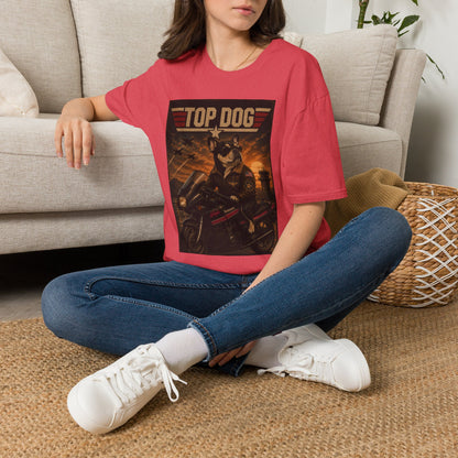 Top Dog Frenchie Tee — French Bulldog on Kawasaki Ninja (Top Gun Style)