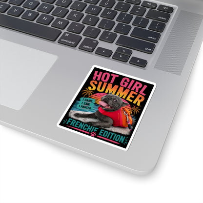 Frenchie Summer Kiss-Cut Stickers | Cute French Bulldog Beach Design