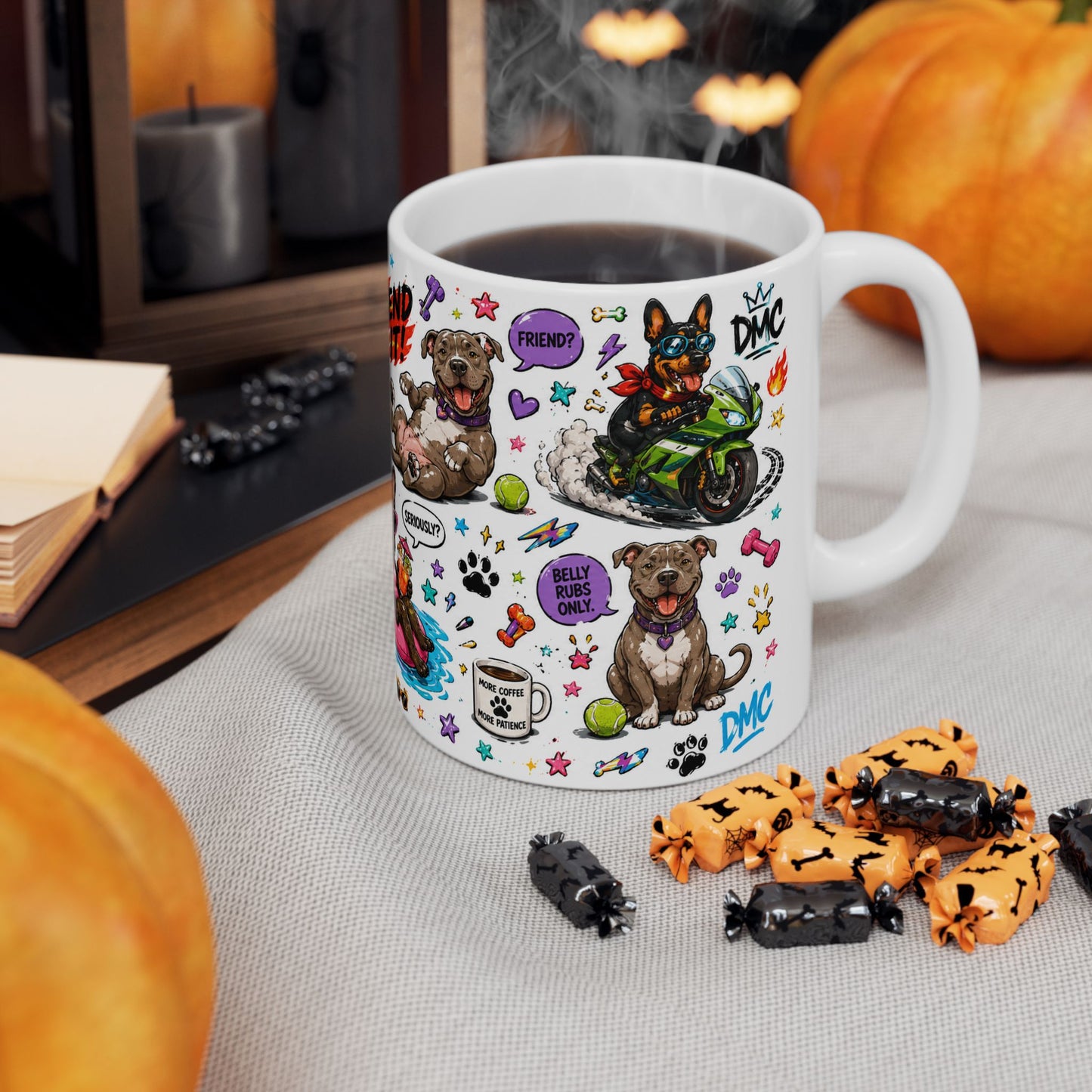 French Bulldog Sticker Collage Mug | Ceramic Coffee Cup