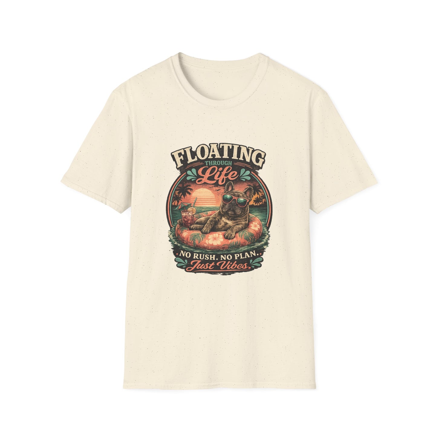 French Bulldog Sunglasses Sunset Ice Cream Float T-Shirt | Beach Vibes