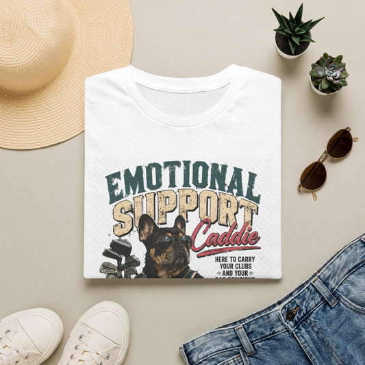 Emotional Support Caddie T-Shirt — Funny Golf Dog Graphic Tee