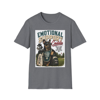 Emotional Support Caddie T-Shirt — Funny Golf Dog Graphic Tee