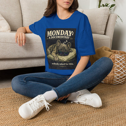 Monday: A Documentary Frenchie Graphic Tee | Funny Sleepy Dog Shirt