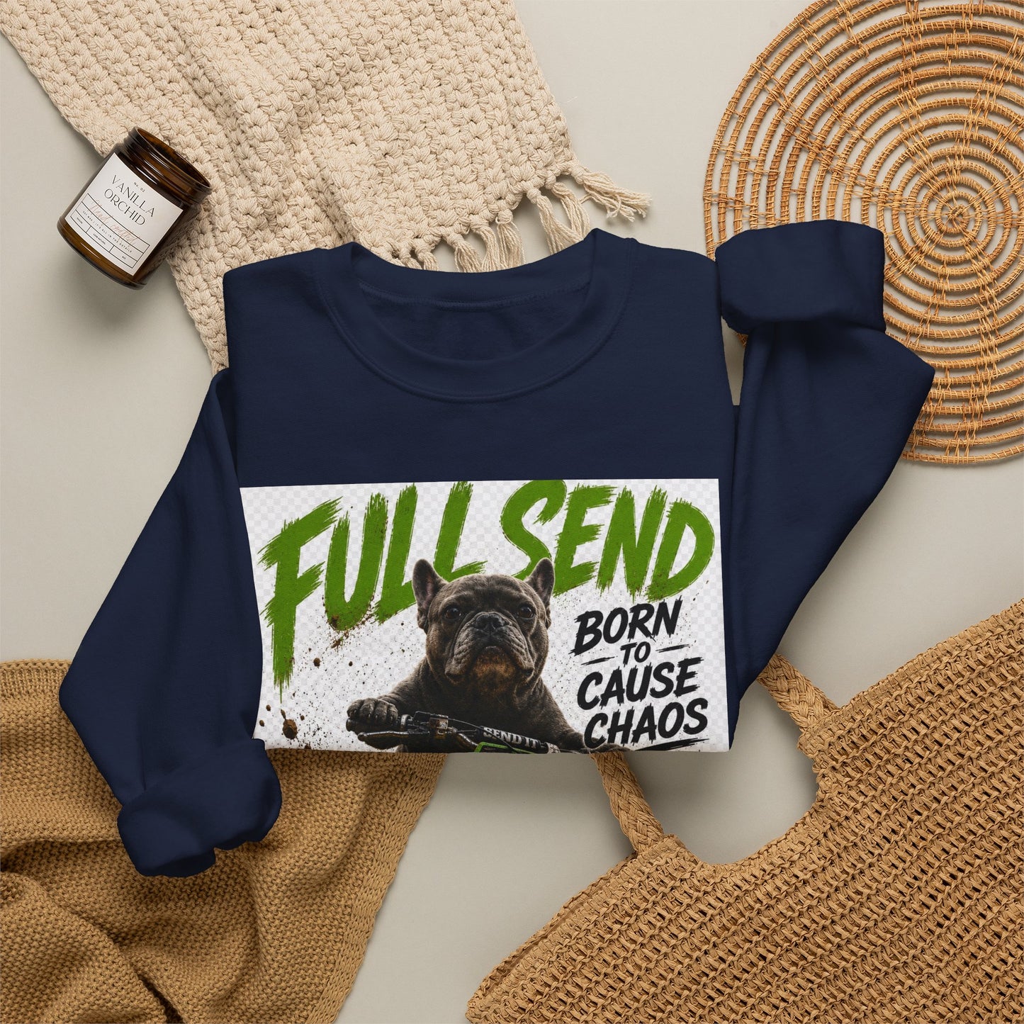 Full Send Dirt Bike Dog sweatshirt | Born to Cause Chaos crewneck