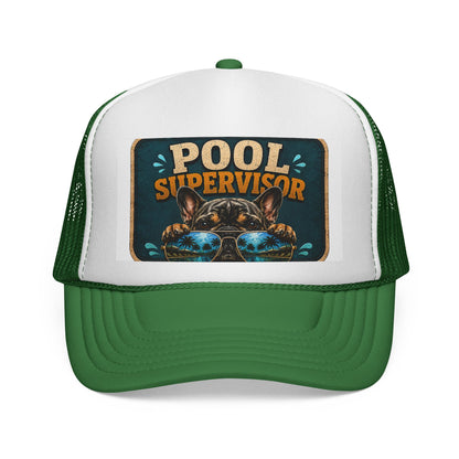 Pool Supervisor Trucker Cap — Funny Dog with Sunglasses Mesh Hat