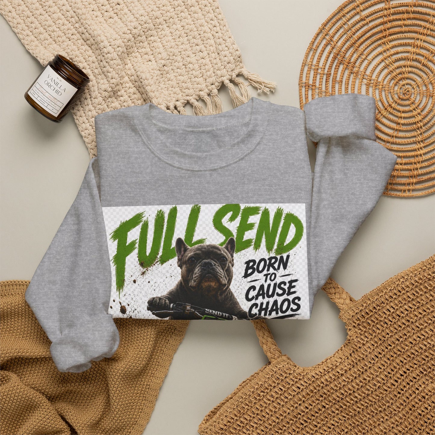 Full Send Dirt Bike Dog sweatshirt | Born to Cause Chaos crewneck