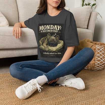 Monday: A Documentary Frenchie Graphic Tee | Funny Sleepy Dog Shirt