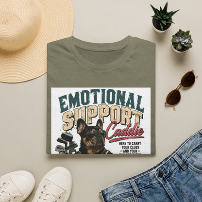 Emotional Support Caddie T-Shirt — Funny Golf Dog Graphic Tee