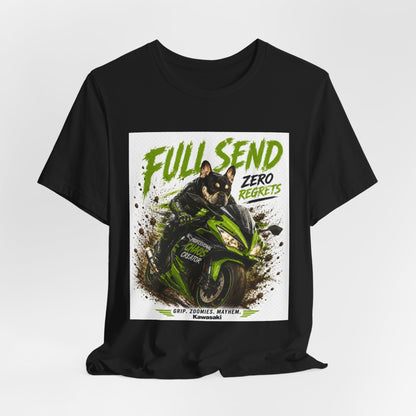 Full Send Zero Regrets Motorcycle Tee | Sportbike Dirt Splash Graphic