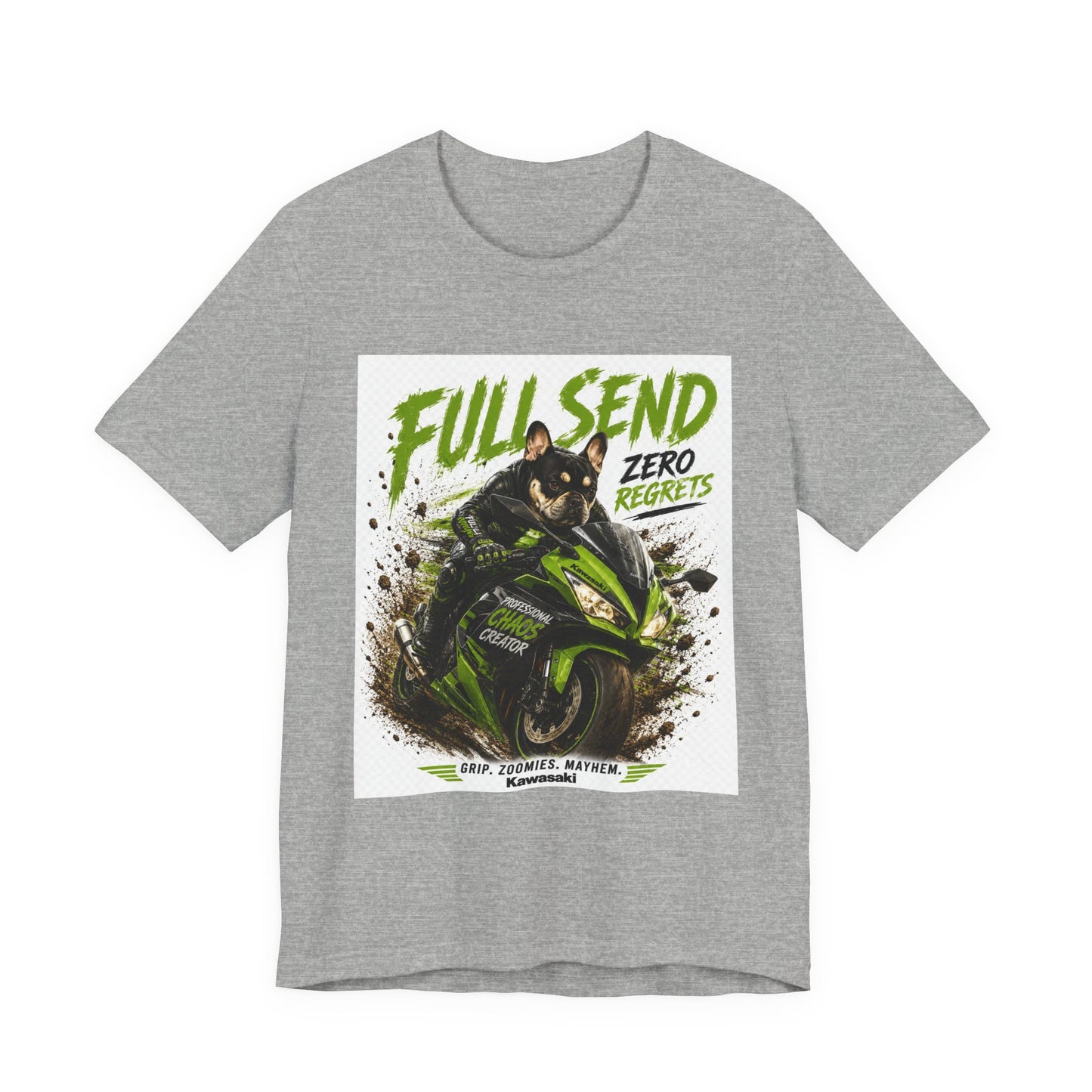 Full Send Zero Regrets Motorcycle Tee | Sportbike Dirt Splash Graphic