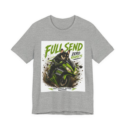Full Send Zero Regrets Motorcycle Tee | Sportbike Dirt Splash Graphic