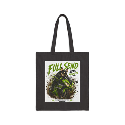 Full Send Motorcycle Rider Tote Bag | Racing Dirt Bike Graphic, Green Black