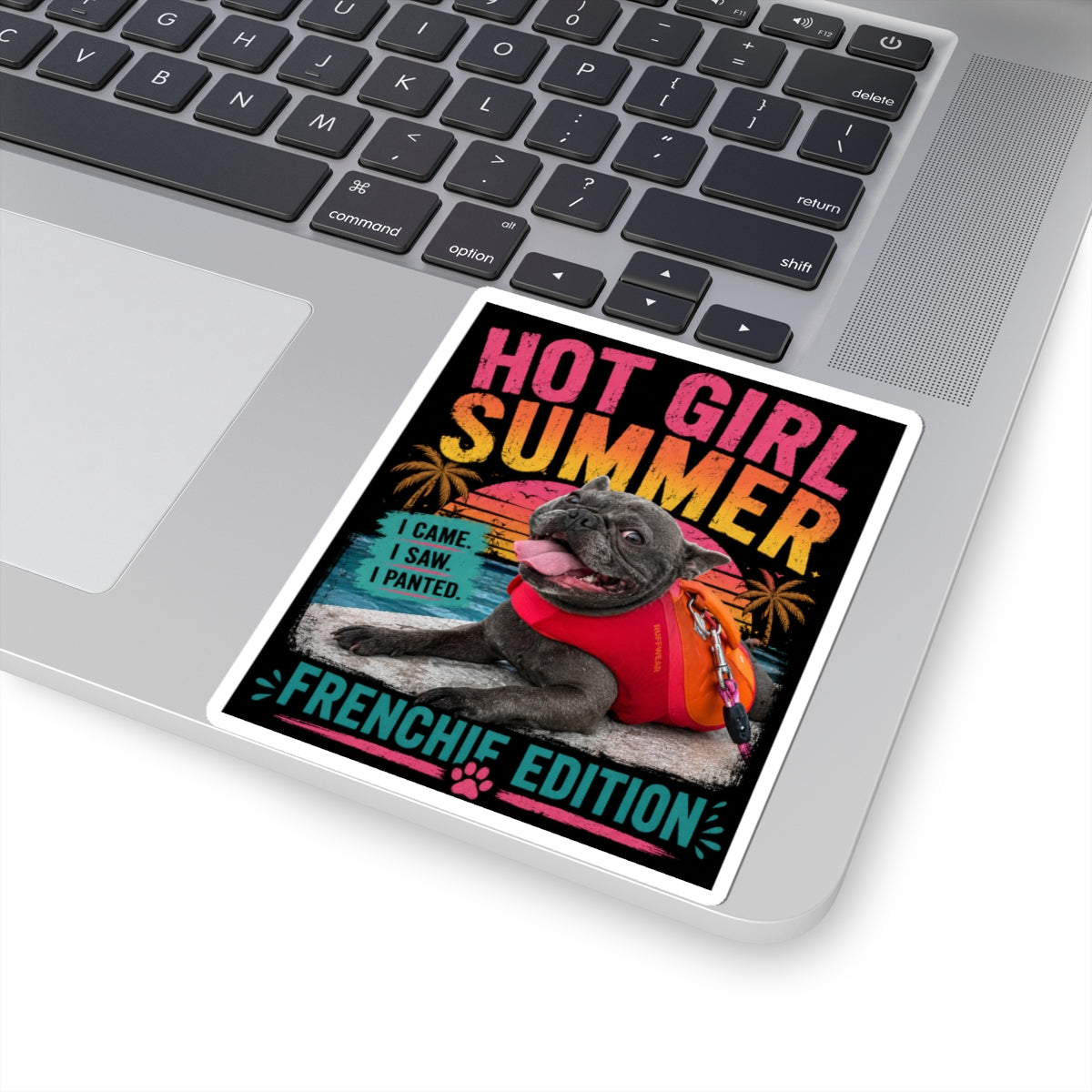 Frenchie Summer Kiss-Cut Stickers | Cute French Bulldog Beach Design