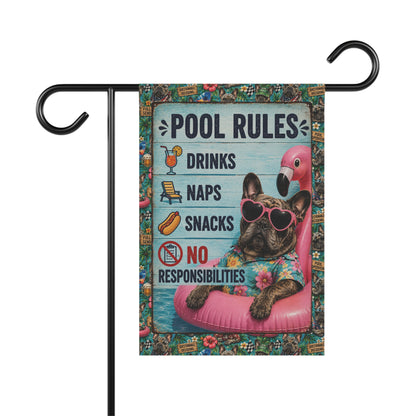 Garden Flag — "Pool Rules: Drinks, Naps, Snacks, No Responsibilities"
