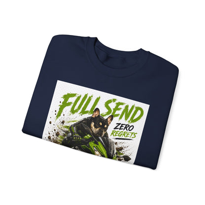 Full Send Zero Regrets Motorcycle Rider Crewneck Sweatshirt | Racing Graphic